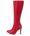 DONNA - Klassische Stiletto Stiefel in rot matt