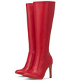 DONNA - Klassische Stiletto Stiefel in rot matt