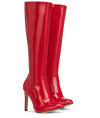 DONNA - Klassische Stiletto Stiefel in rot lack