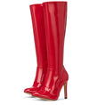 DONNA - Klassische Stiletto Stiefel in rot lack