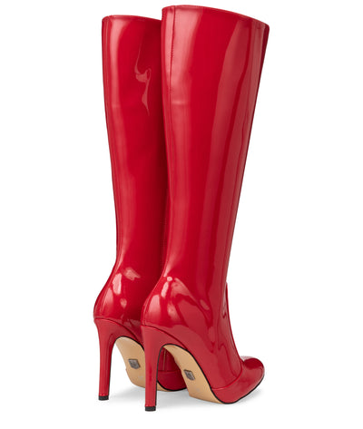 DONNA - Klassische Stiletto Stiefel in rot lack