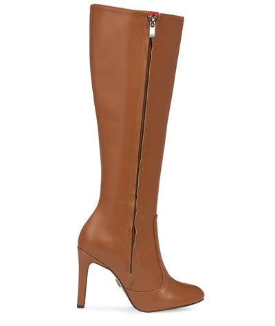 DONNA - Klassische Stiletto Stiefel in braun matt